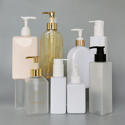 Packaging Cosmetics Skin Care Products Easy Carry Portable Plastic Container With Pump Frosted Lotion OEM Green Colors Shampoo Bottle
