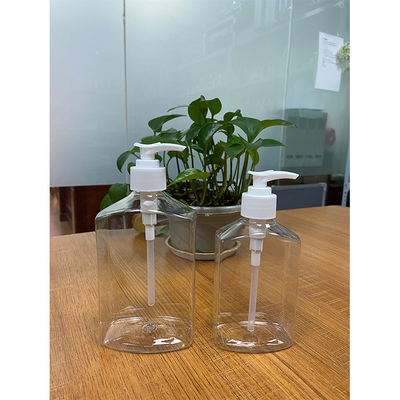 Cosmetic Wholesale Hand Wash Shampoo PET Lotion Dispenser 300ml 500ml Square Transparent Lotion Bottle