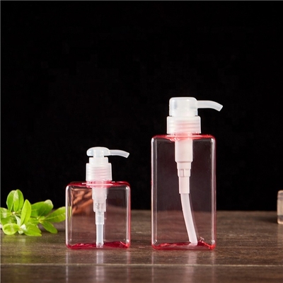Hot sale 150ml 250ml 450ml cosmetic plastic square petg lotion bottles with pump dispenser