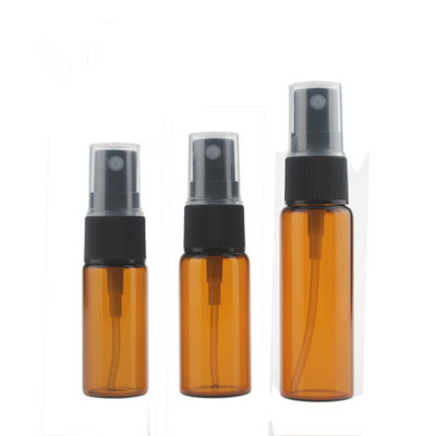 Personal Care 5ml 10ml 15ml 20ml Clear Brown Amber Transparent Glass Perfume Bottle With Black Sprayer Pump